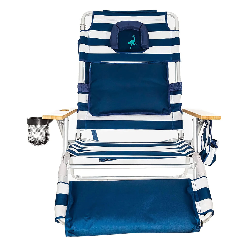 Ostrich Deluxe 3N1 Lightweight Outdoor Beach Lounge Chair w/Footrest, Pink