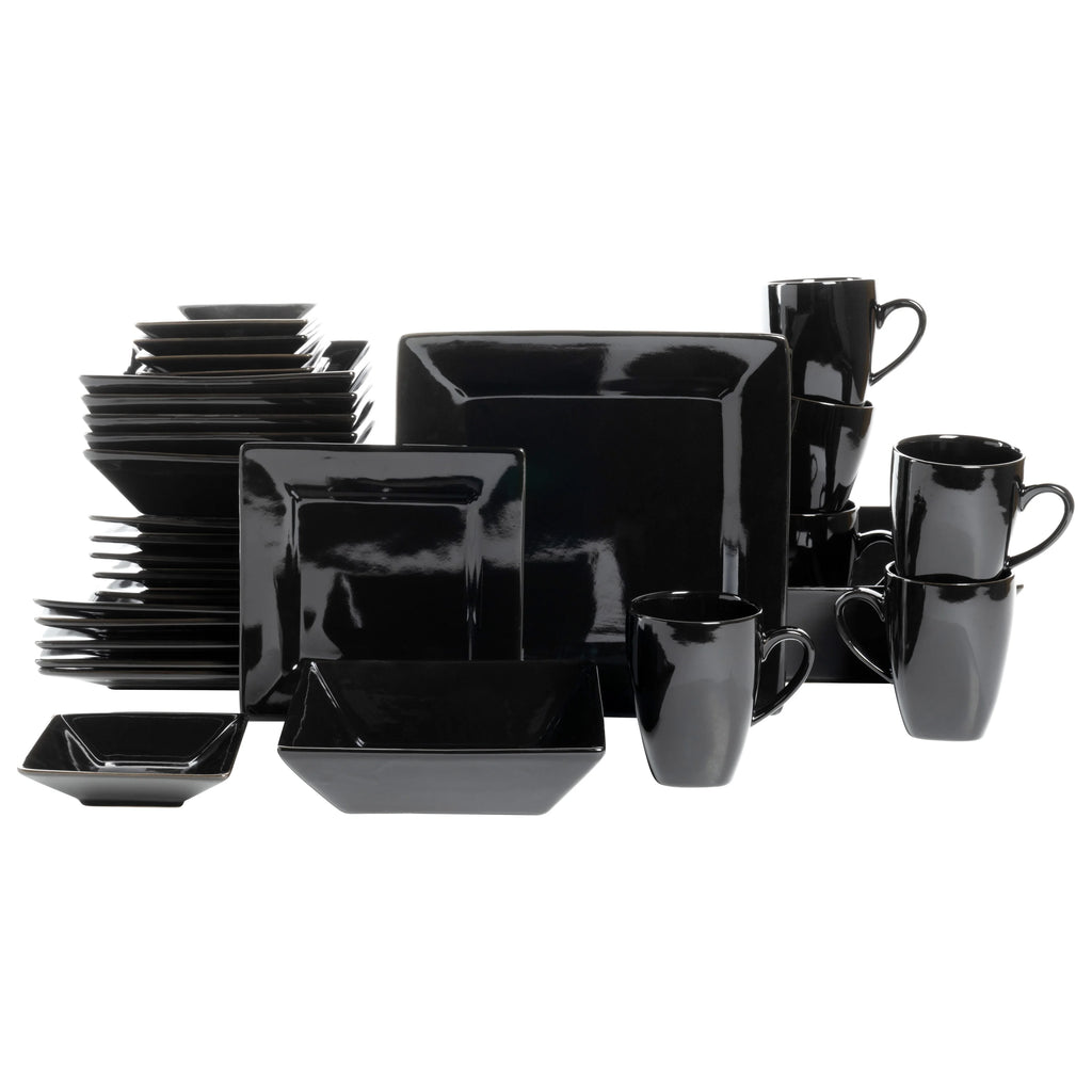 10 Strawberry Street Nova Square 40 Piece Stoneware Dinnerware Set, Gray