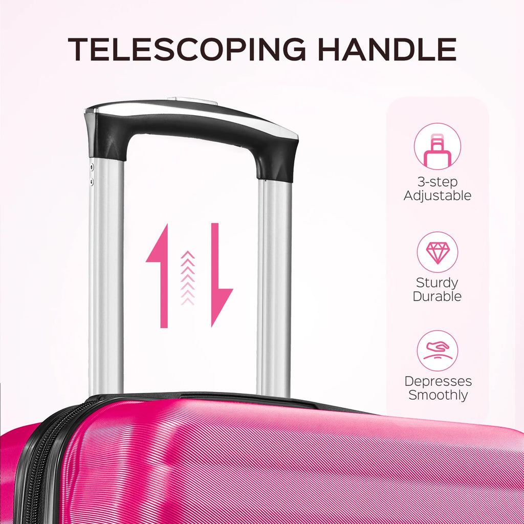 9 Piece Luggage Sets, Hard 20 24 28 inch Luggage with 6 Pieces Organize Bags Travel Suitcases Sets with Wheels, Rose