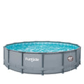 Funsicle 15ft Oasis Round Above Ground Metal Frame Swimming Pool, Includes SkimmerPlus Pump, Age 6 & up