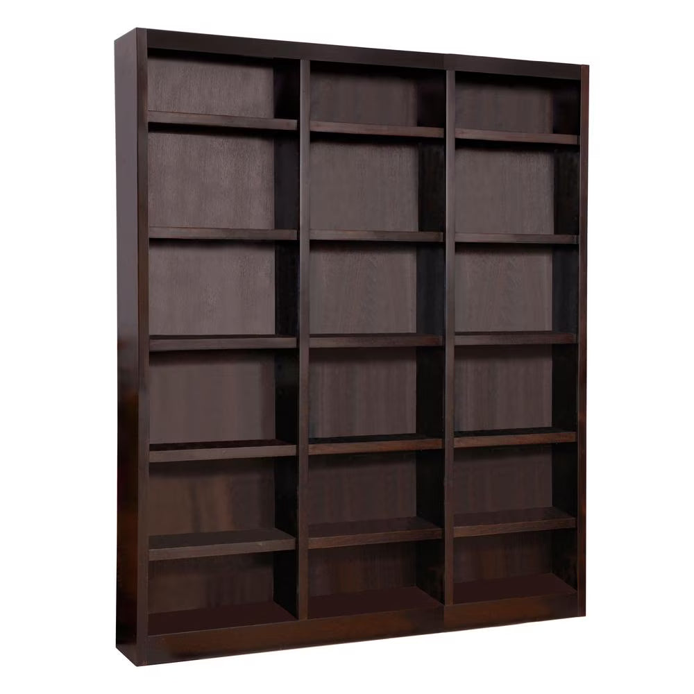 Concepts in Wood 18 Shelf Triple Wide Wood Bookcase, 84 inch Tall - Cherry Finish
