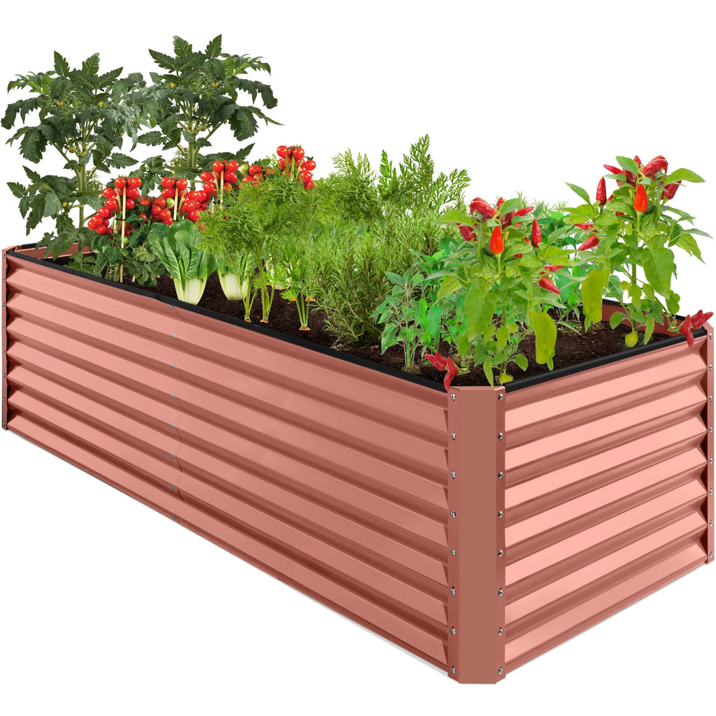 Best Choice Products 8x4x2ft Outdoor Metal Raised Garden Bed, Planter Box for Vegetables, Flowers, Herbs - Gray