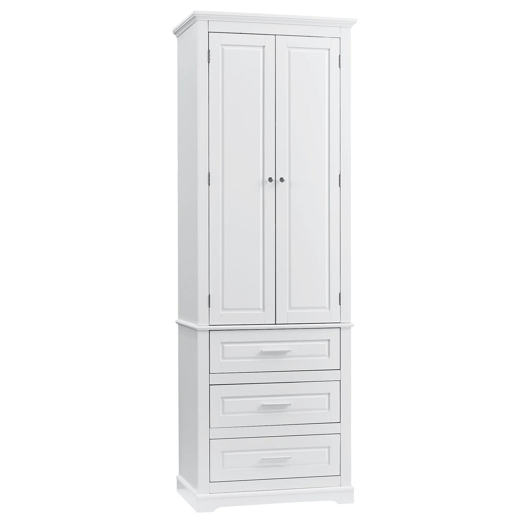 Bellemave White Tall Storage Cabinet with Adjustable Shelf Bathroom Cabinet with 1 Drawer and Storage Rack Large Freestanding Wood Cabinet Storage Organizer Floor Cabinet, White