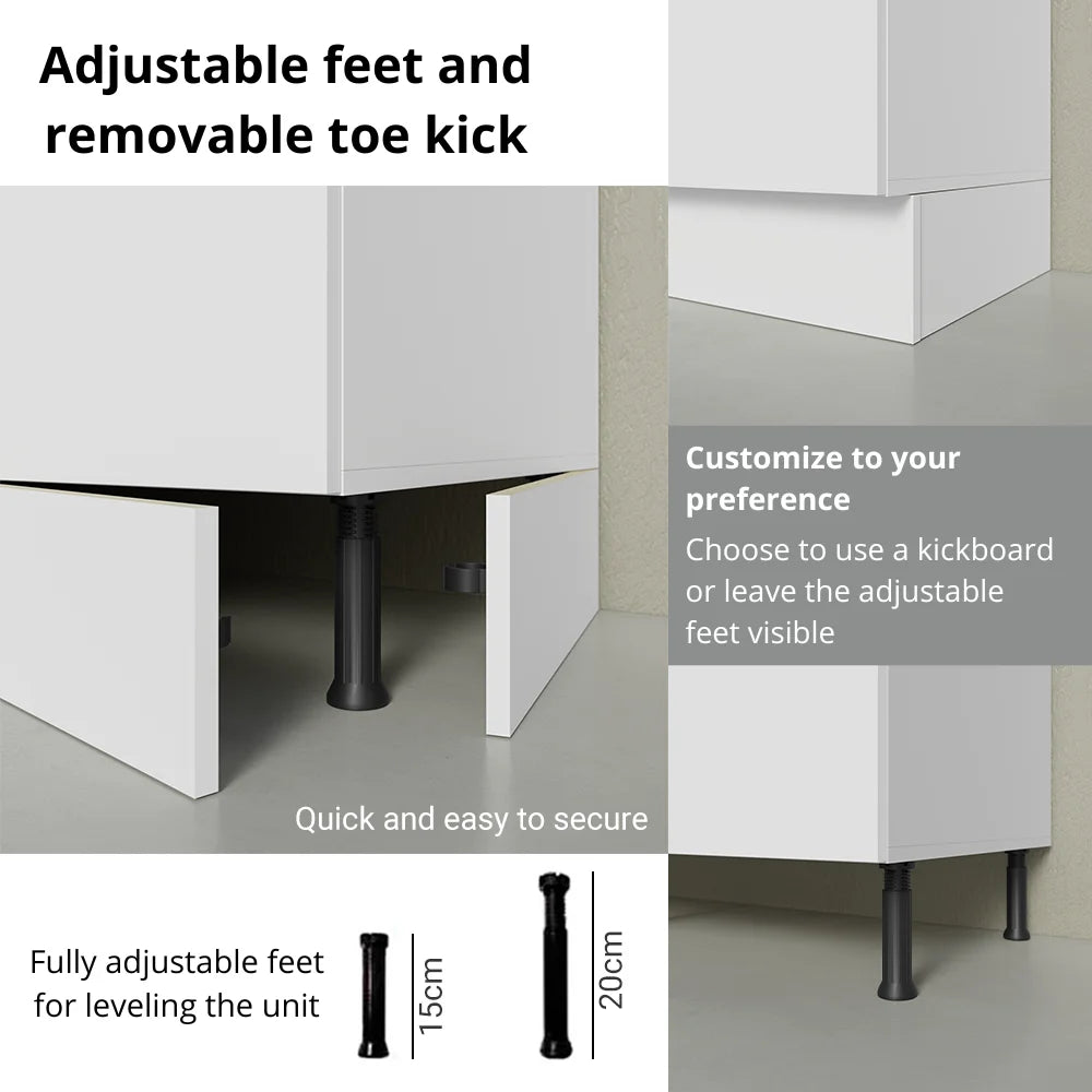 Madesa 4-Piece Garage and Utility Room Storage Cabinet Set 78 Inch with 33 Inch Base Cabinet and 31 Inch Slim Wall Cabinet Modular Storage Organization Unit - White