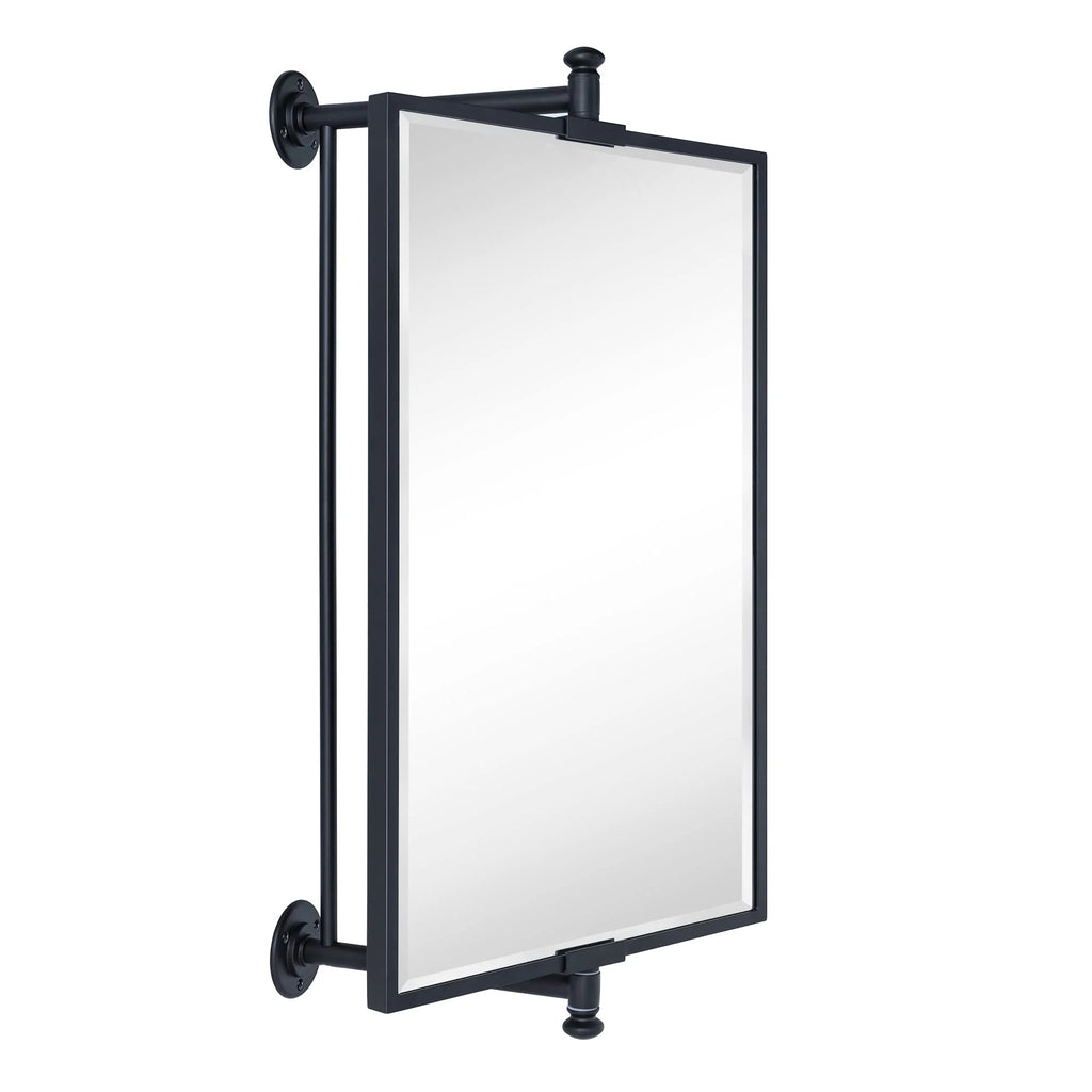 TEHOME Black Beveled Rectangle Pivot-N-View Bathroom Vanity Mirror 14x22"