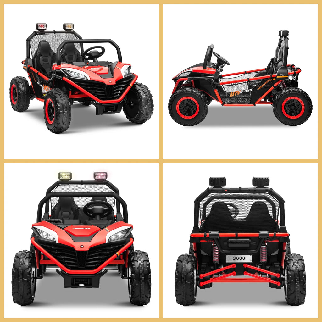 OTTORD 24 V Ride on Car UTV 2 Seater, 2x200W Electric Car Truck with Metal Frame, Brake&Gas Pedal, EVA Tires,3 Speed (Purple Pink)