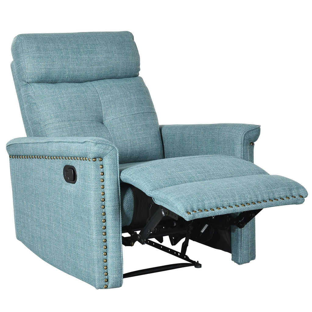 Dextrus Upholstered Recliner Chair Single Sofa Adjustable Home Theater Seating w Studded, Blue A