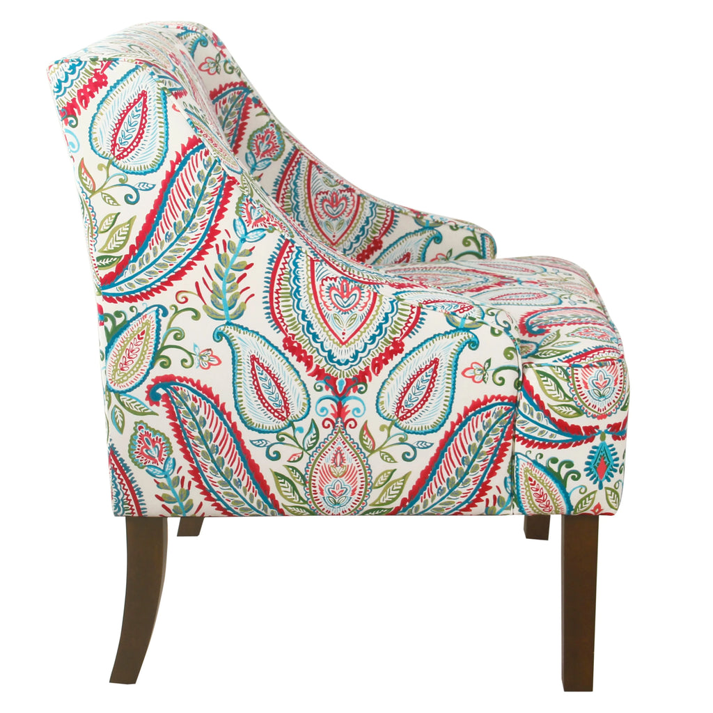HomePop Classic Swoop Accent Chair - Blue and White Damask