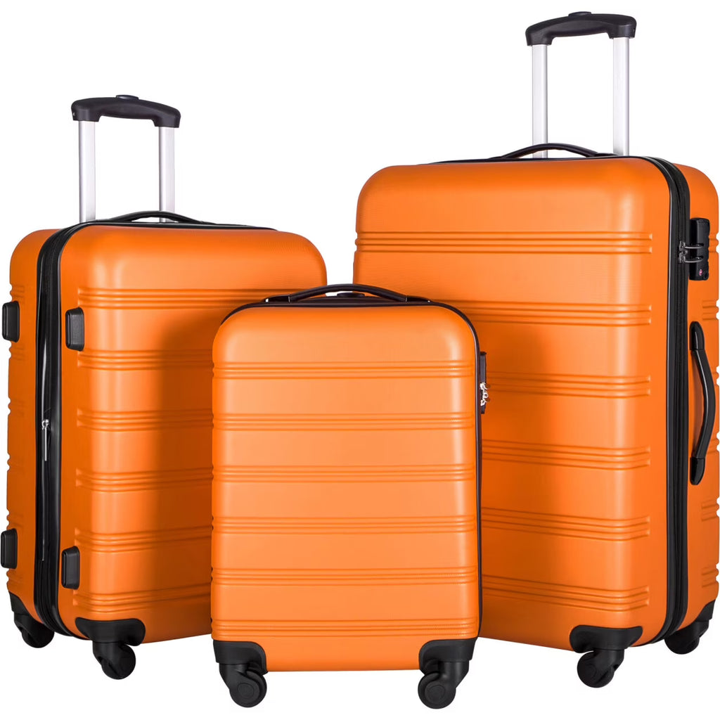 3 Piece ABS Luggage Set, Luggage with Spinner Wheel & TSA  20/24/28 inch, Purple