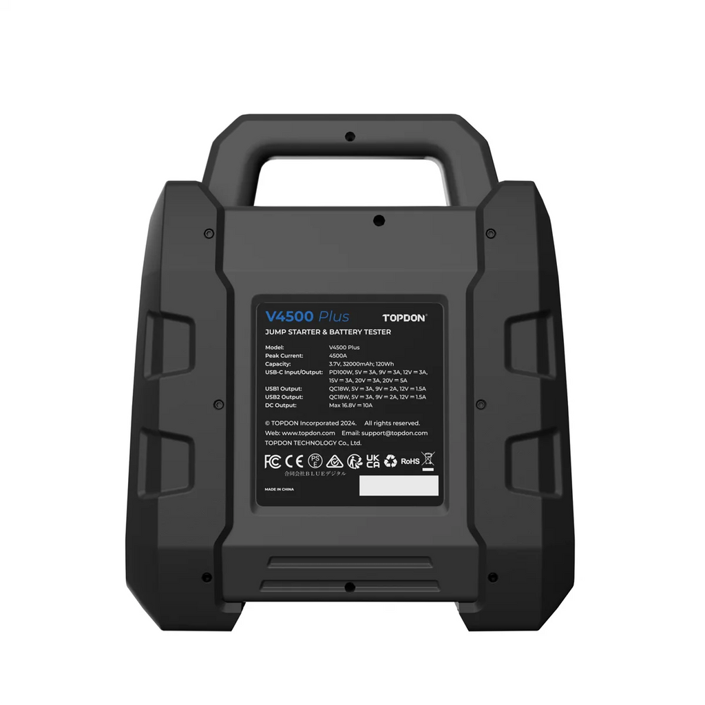 Topdon V4500 PLUS - 2-in-1 4500 Peak Amp Jump Starter & Battery/System Tester