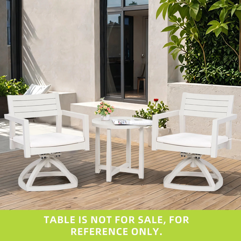 Outdoor Patio K/D Aluminum Stationary Dining Chairs 2PCS with Outdoor-grade Sunbrella Fabric Cushions, Branch-Like Backrest ,FSC-Certified Wood Armrests, Bourbon Brown