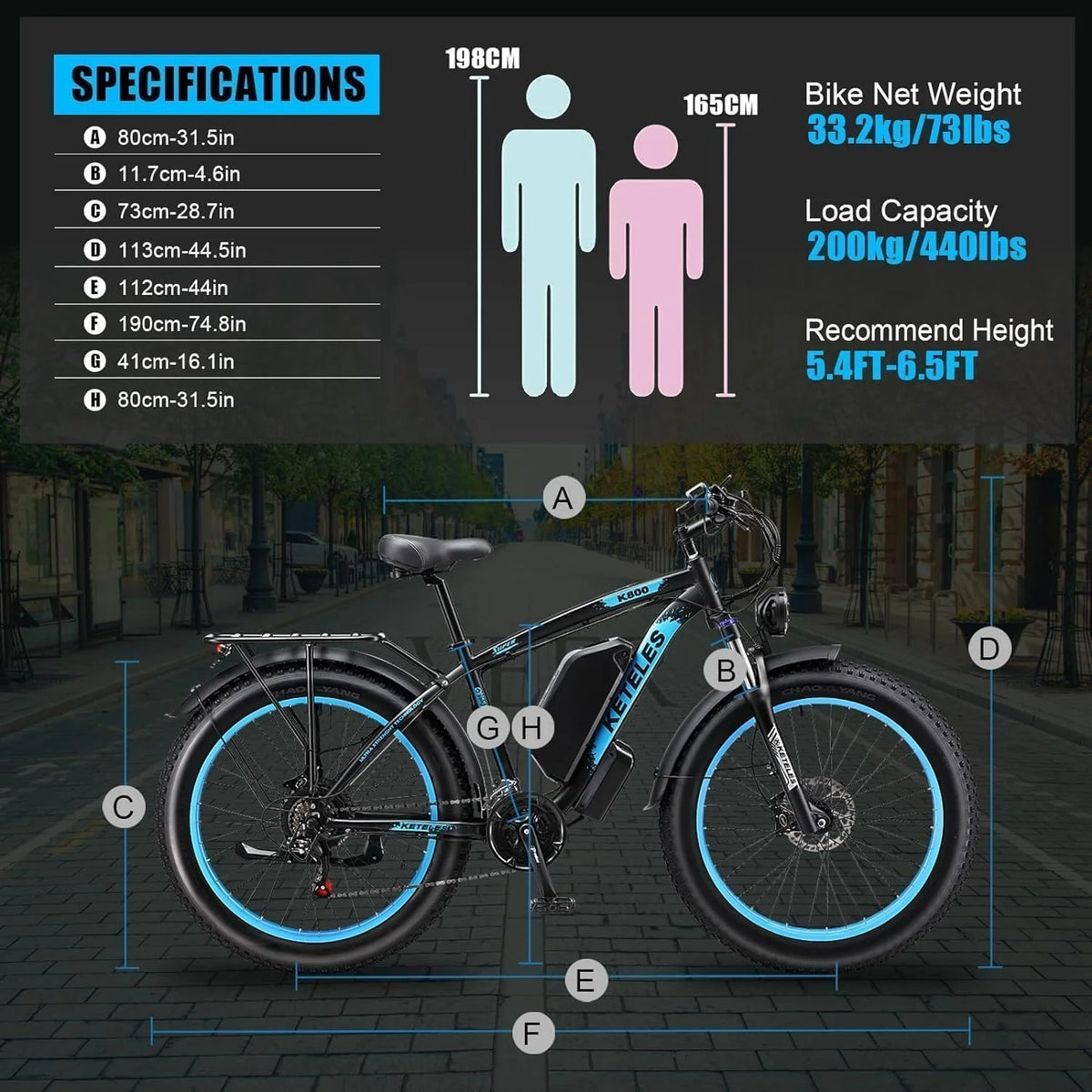 KETELES Electric Bike for Adults, Peak 4000W Dual Motor Ebike，26" Fat Tire Electric Mountain bike,  48V 23AH Removable Battery UL 2849.