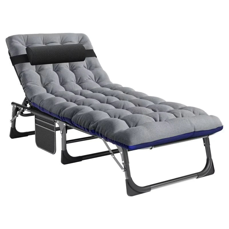 Docred 5-Fold Camping cot for Adults & Kids, Adjustable 4 Fold Reclining Folding Lounge Chairs , 2-Sided Mattress with Pillow, Portable Intdoor Folding Sleeping Cots Bed
