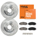 Max Advanced Brakes - Brake Kit for 2006-2011 2012 2013-2018 Dodge Ram 1500 5 Lug 2007-2009 Dodge Durango Front Replacement Cross Drilled Disc Brake Rotors and Ceramic Brake Pads