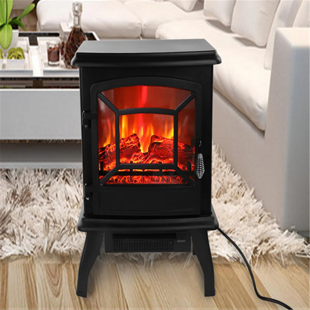 16.5''L 1400W Freestanding Fireplace, Stove Heater Auto-Shutoff, Fake Wood