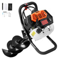 KFFKFF Gas Earth Auger, 52CC 1450W, includes 8�� Drill Bit & Extension Rod, Ideal for Garden, Farmland Fence Installation, Orange & Black