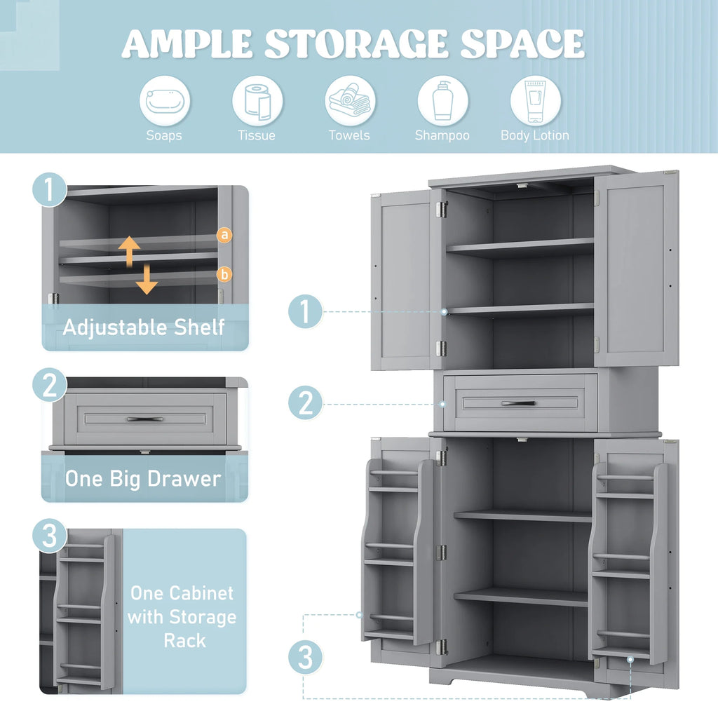 Euroco Bathroom Storage Cabinet with Multi-Functional Storage Space, Drawer with Slide Rails, Adjustable Shelf