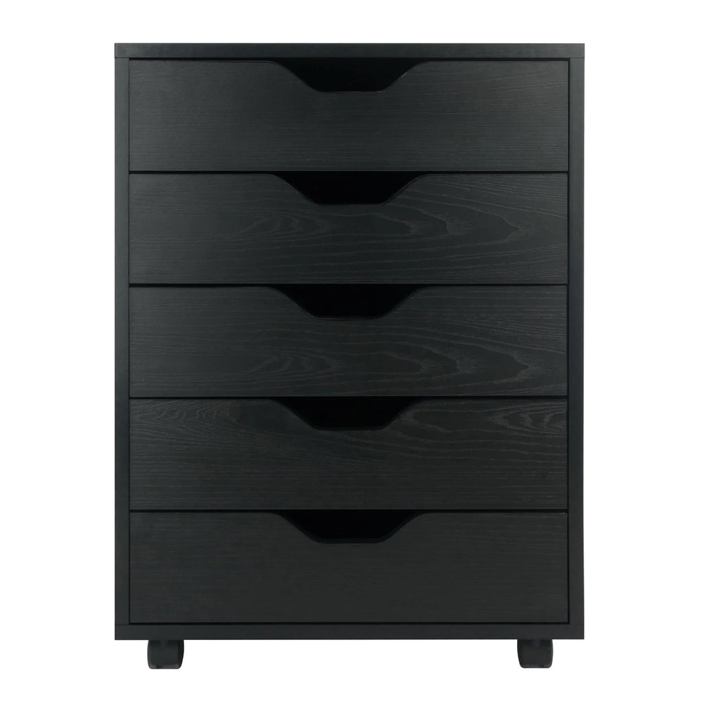 Winsome Halifax 5-Drawer Mobile Cabinet 20519, Black Finish