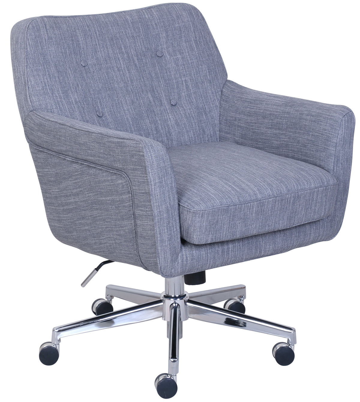 Serta Ashland Office Desk Chair, Button Tufted Mid-Back, Memory Foam Cushion, Chrome Swivel Base, Ivory