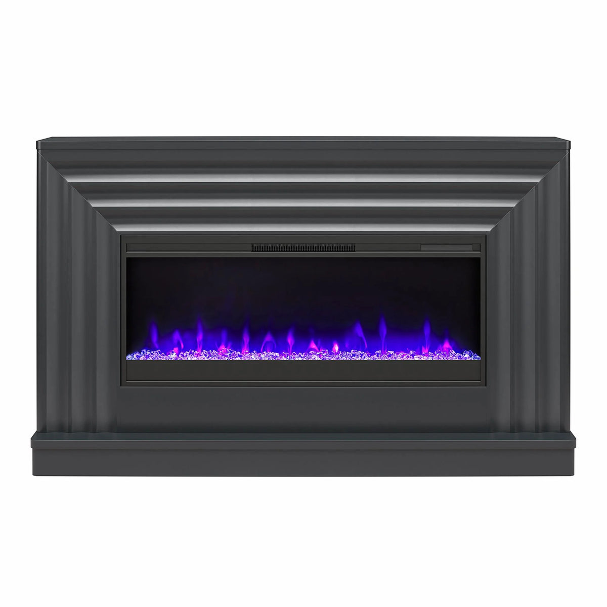 CosmoLiving by Cosmopolitan Rene Electric Fireplace Mantel 65" TV Stand with Multi-Color Flame and Crystal Ember Bed, Black