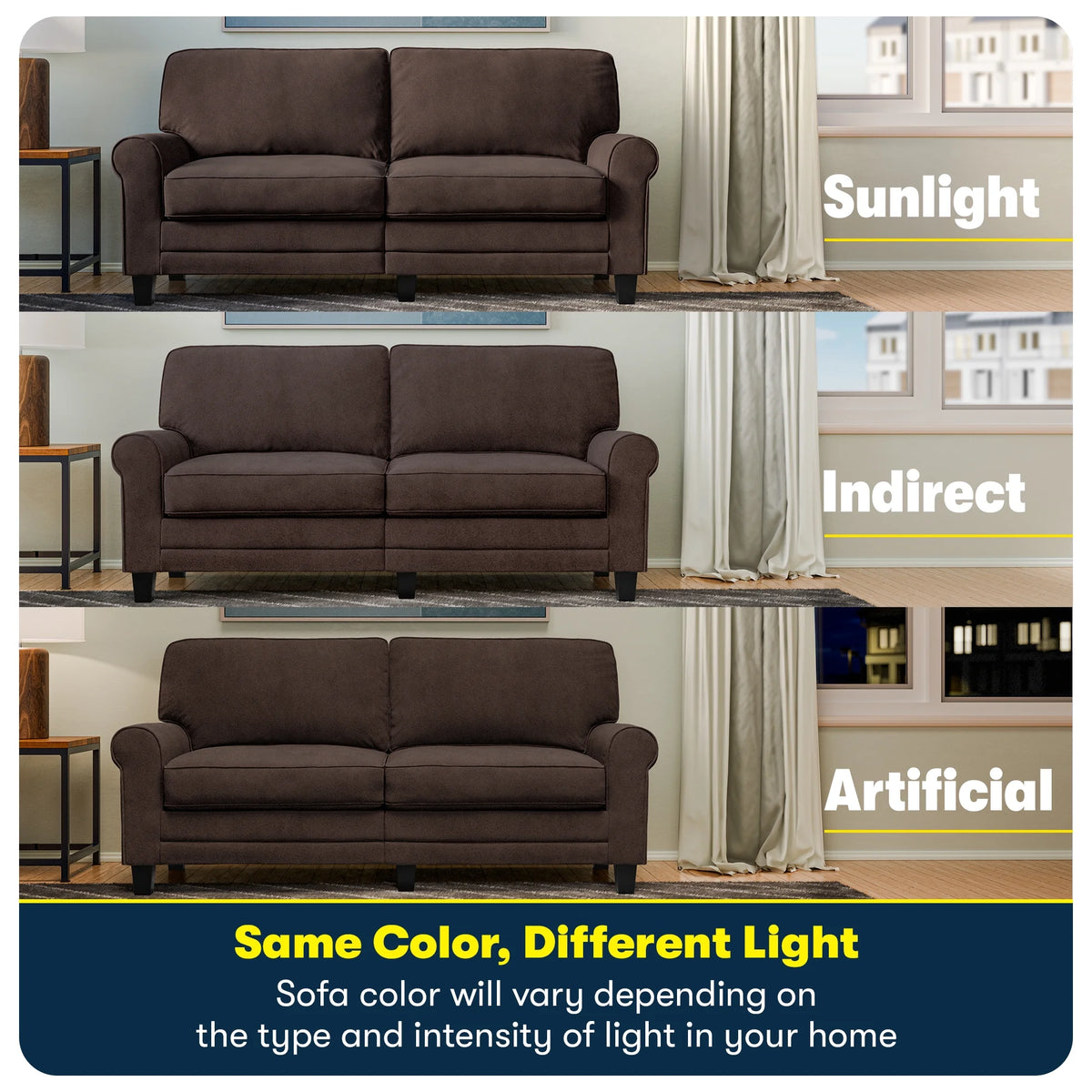 Serta Copenhagen 73" Rolled Arm Sofa with Removable Covers Light Gray