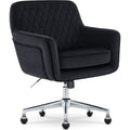 Serta Ashleigh Modern Office Chair Diamond-Tufted Design Black Velvet Fabric