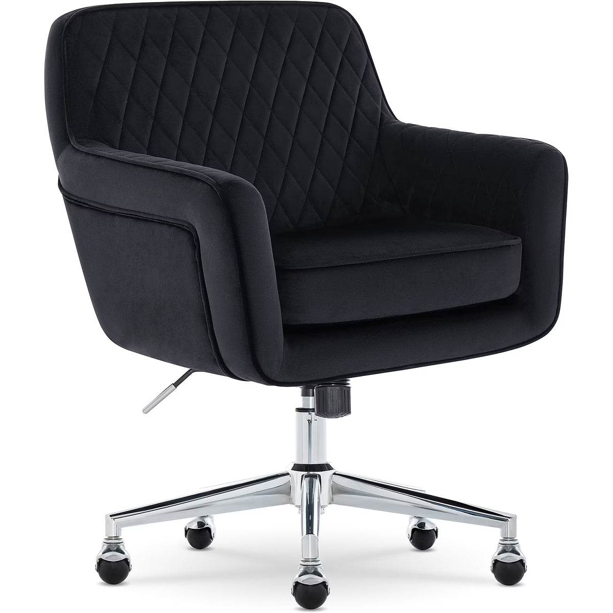 Serta Ashleigh Modern Office Chair Diamond-Tufted Design Black Velvet Fabric