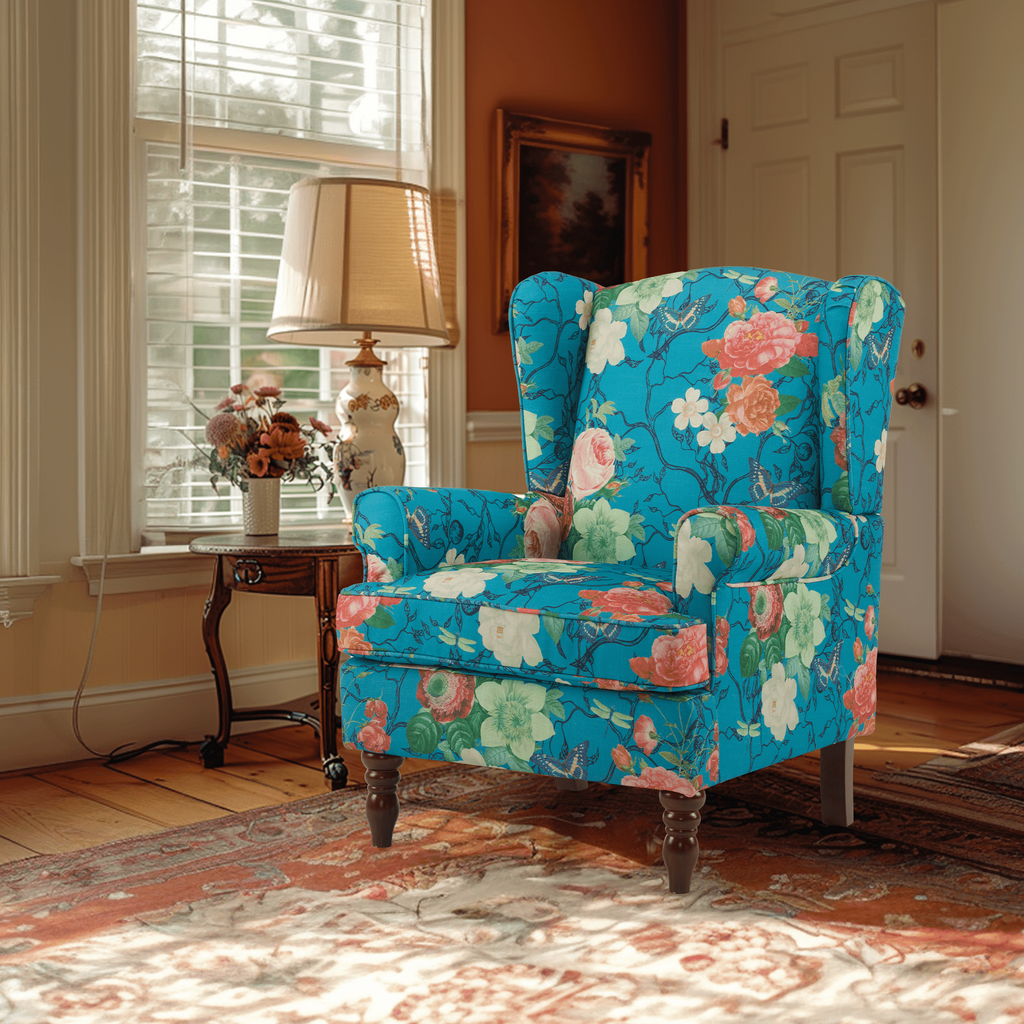 EROMMY Upholstered Accent Chair, Floral Print Fabric Armchair