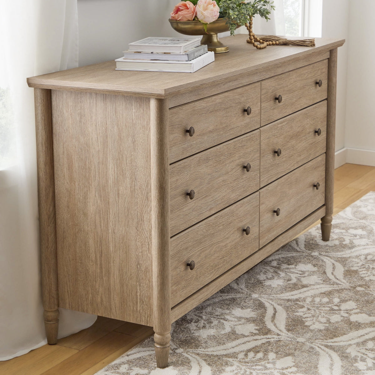 My Texas House Monroe 6-Drawer Dresser, Brushed Oak Finish