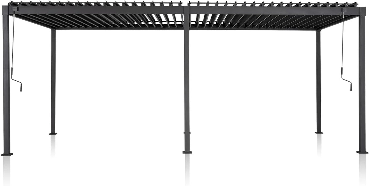 Mirador 10'x 10' Outdoor Pergola, 80S Steel Frame w/ Adjustable Louvers Roof for Garden, Patio, Backyard, Dark Gray