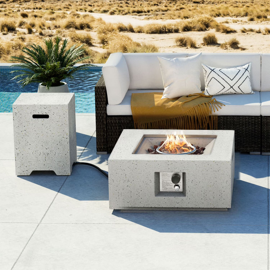 COSIEST 40,000 BTU Outdoor Camping Bonfire 28-inch Round Propane Fire Pit Table Set with Stainless steel