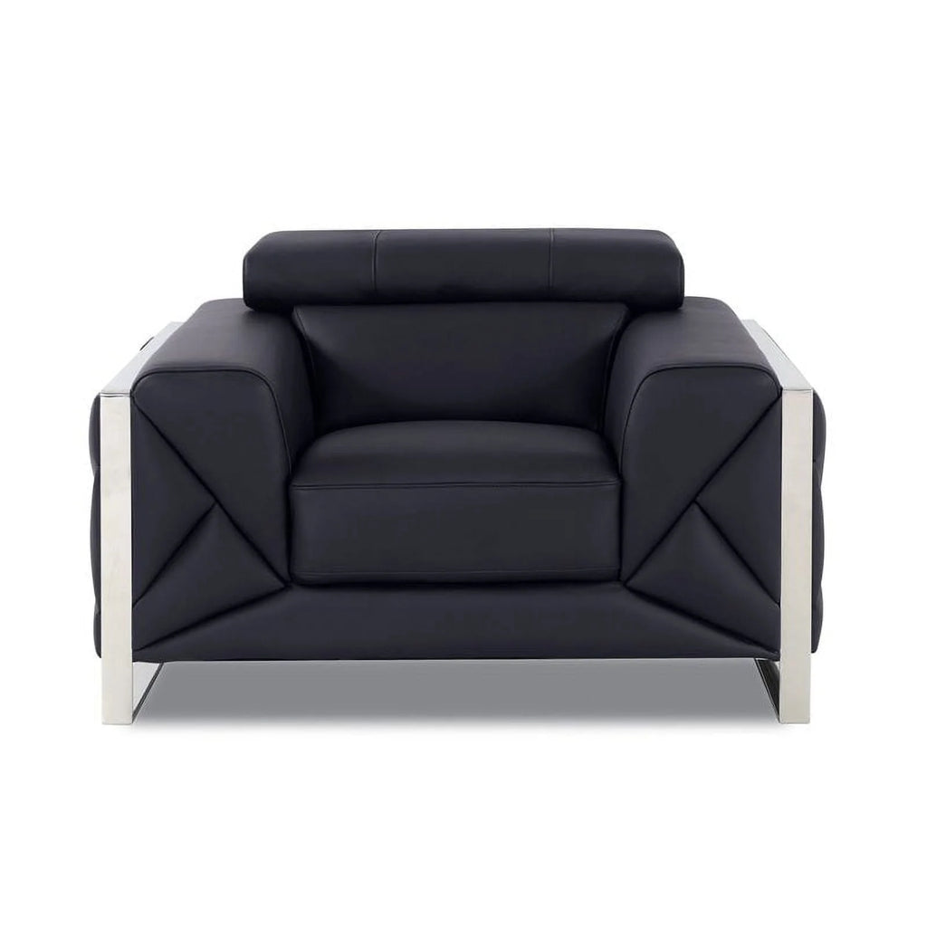 Titan Furnishings 18.5" Modern Genuine Italian Leather Chair in Black