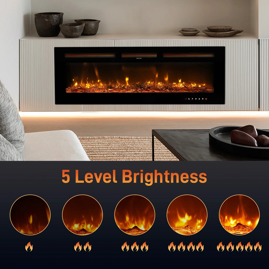 Ktaxon 30" Electric Fireplace, Freestanding/Inserts/Wall Mounted Fireplace Heater with Remote Control, 12 Adjustable Flame Colors, Log & Crystal, 8H Timer for Living Room, Bedroom