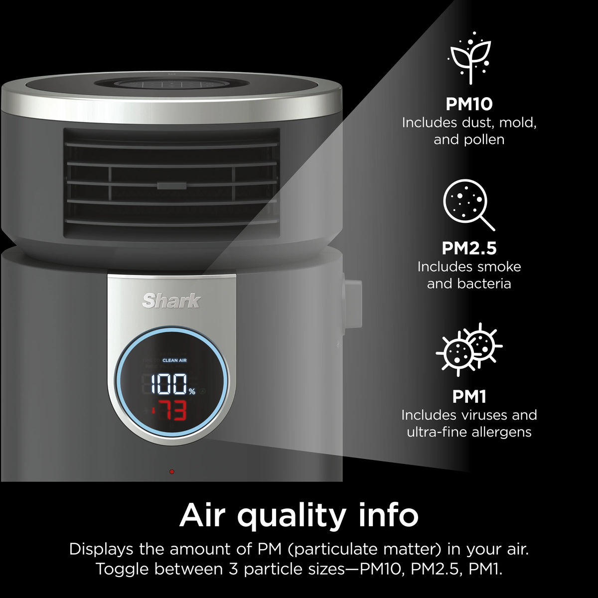 Open Box Shark - 3-in-1 Air Purifier, Heater & Fan with NanoSeal HEPA, Cleansense IQ, Odor Lock, for 500 Sq. Ft - Grey HC452