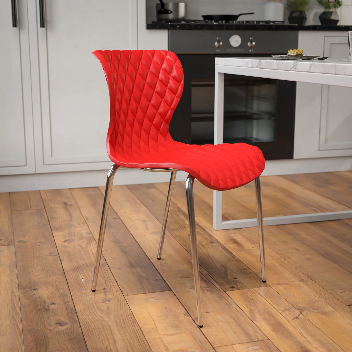 Flash Furniture 4 Pack Lowell Contemporary Design Orange Plastic Stack Chair