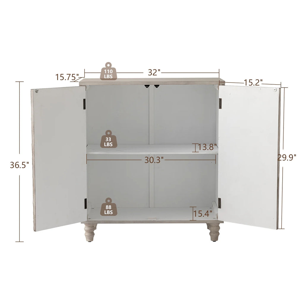 COSIEST Vintage Sideboard Cabinet, Farmhouse Buffet with Adjustable Shelf for Kitchen, Dining Room, Living Room