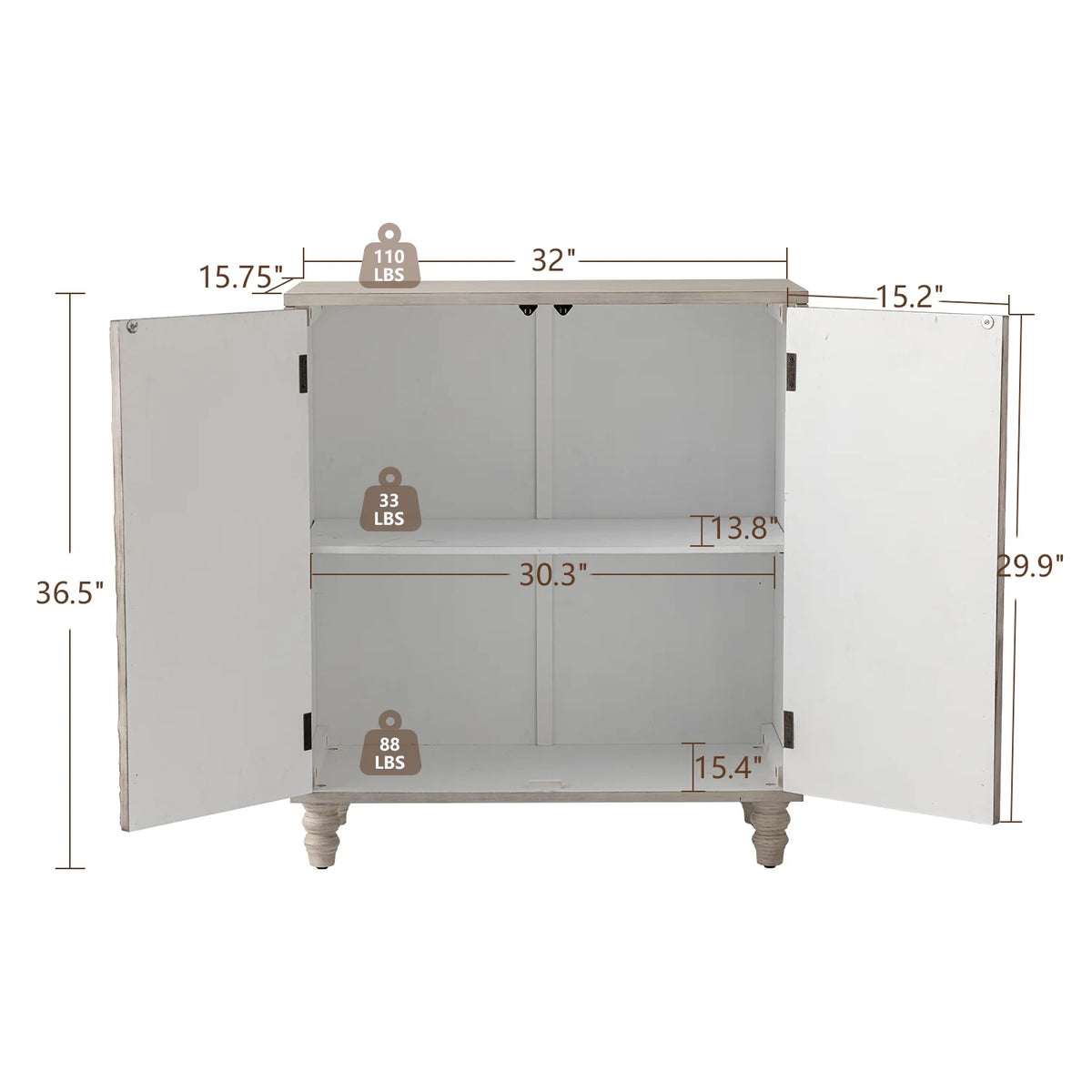 COSIEST Vintage Sideboard Cabinet, Farmhouse Buffet with Adjustable Shelf for Kitchen, Dining Room, Living Room