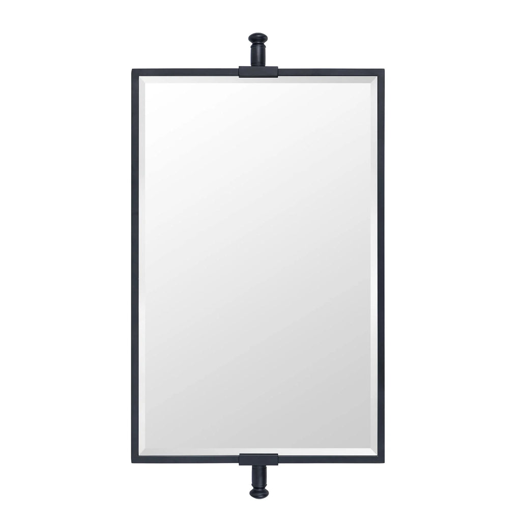 TEHOME Black Beveled Rectangle Pivot-N-View Bathroom Vanity Mirror 14x22"