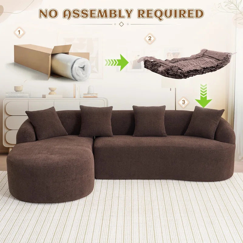 Timbernest 99" Modular Sectional Sofa with Pillows, Chenille L Shaped 3-Seater Couch with Deep Seat, White
