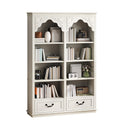 ModFusion 70" Distressed White Bookshelf with Adjustable Shelves and Two Drawers