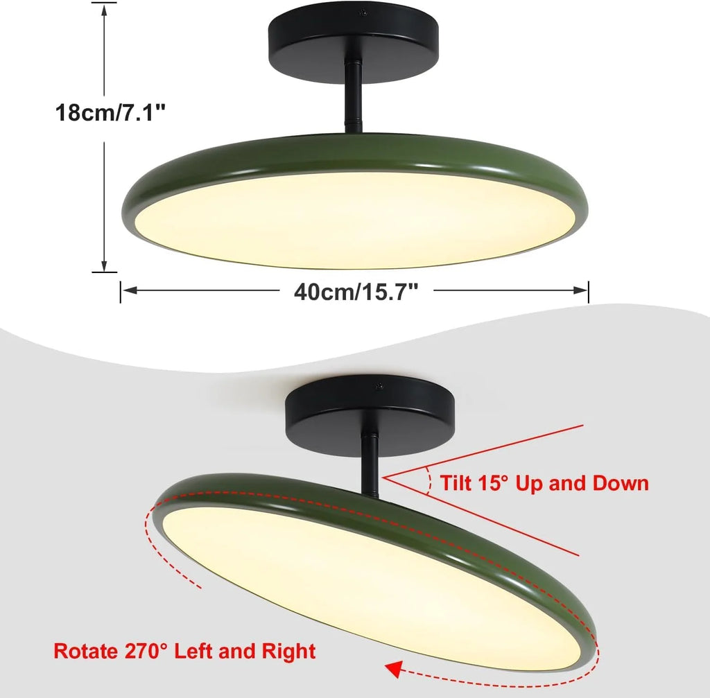 KCO Lighting Vintage Green Ceiling Light Contemporary Black Metal Flush Mount Mid Century Modern Entryway Semi Flush Mount LED Hallway Light Fixture