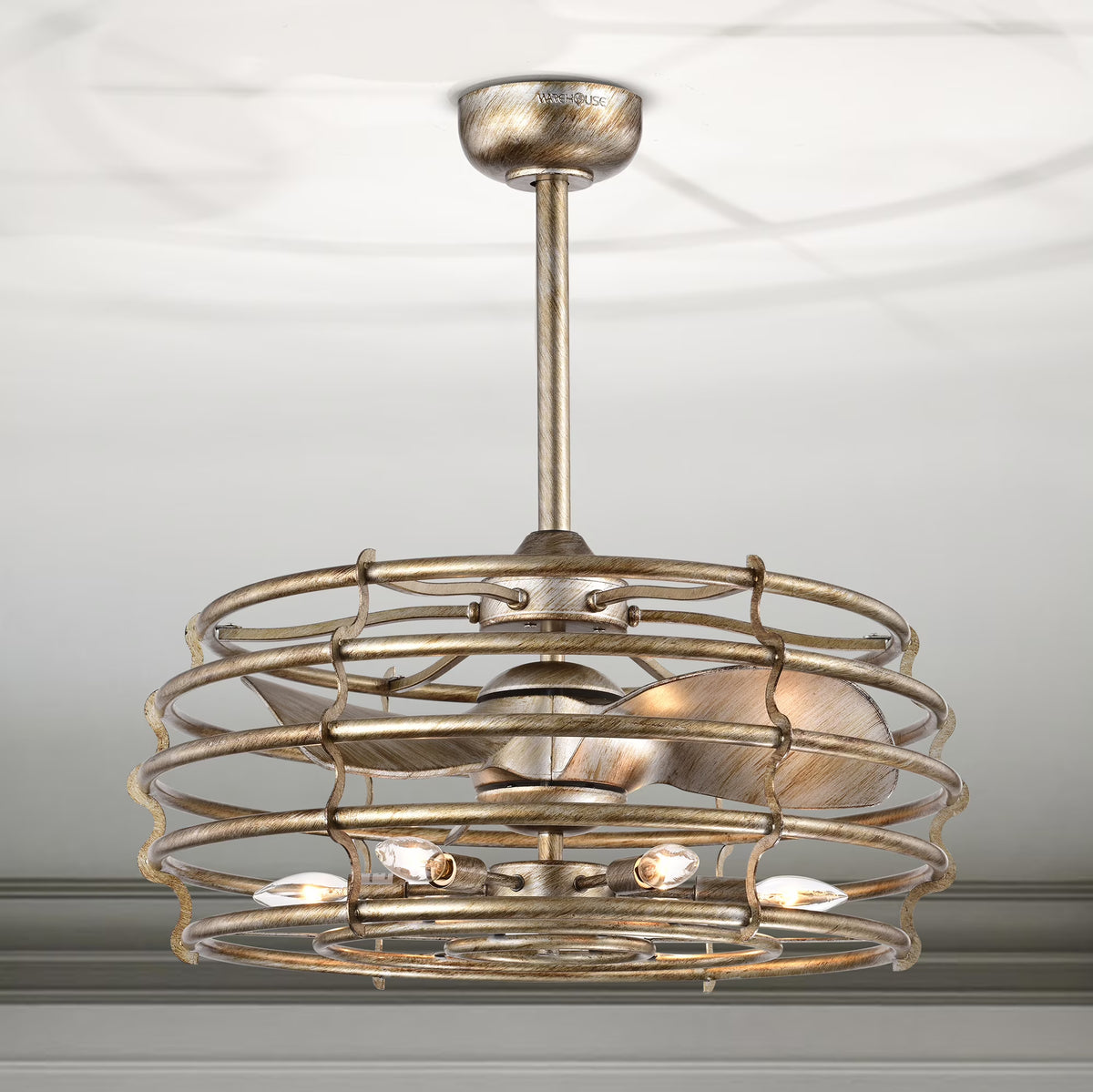 Baakir 26.1 in. 6-Light Indoor Gold Brushed Finish Ceiling Fan with Light Kit and Remote
