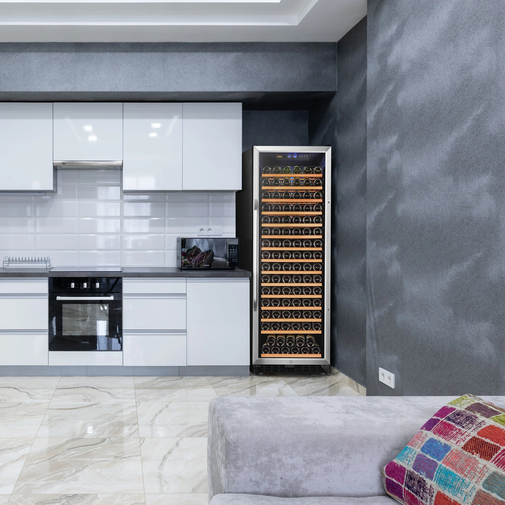 Lanbo 165 Bottle Built-in Black Single Zone Wine Cooler 24 inch Width