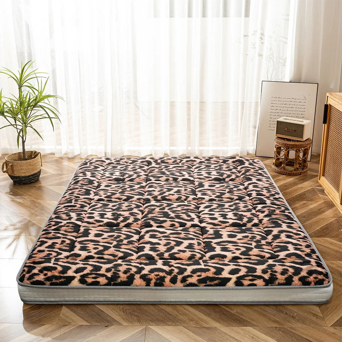 Futon Mattress, Padded Japanese Floor Mattress Quilted Bed Mattress Topper, Extra Thick Folding Sleeping Pad, Dark Grey, Twin