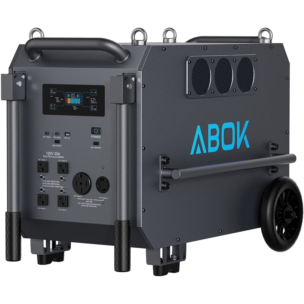 ABOK 7200W Portable Power Station: 9792Wh LiFePO4 Beast for Blackouts, Heavy-Duty Jobs & Outdoor Activities like Camping