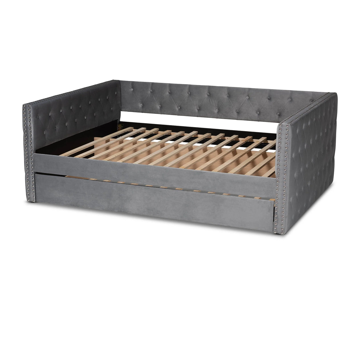 Baxton Studio Larkin Contemporary Upholstered with Trundle Daybed, Full, Grey