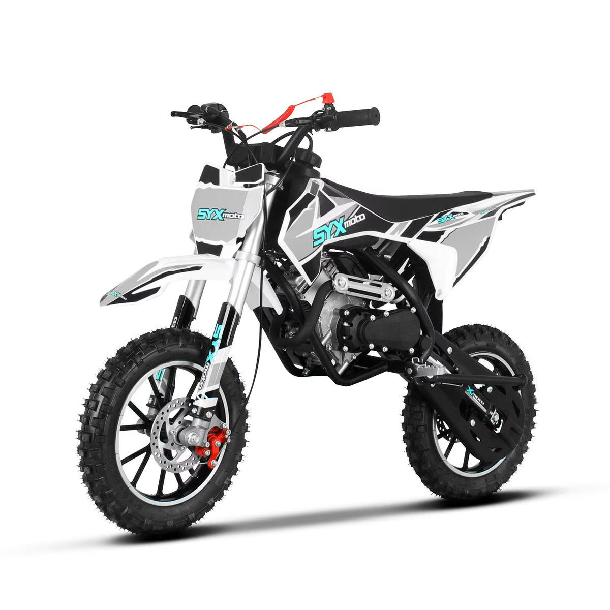SYX MOTO 58cc Kids Mini Dirt Bike - 4-Stroke Gas Pit Bike, Pull Start, Off-Road Bike for Boys & Girls, Red/White