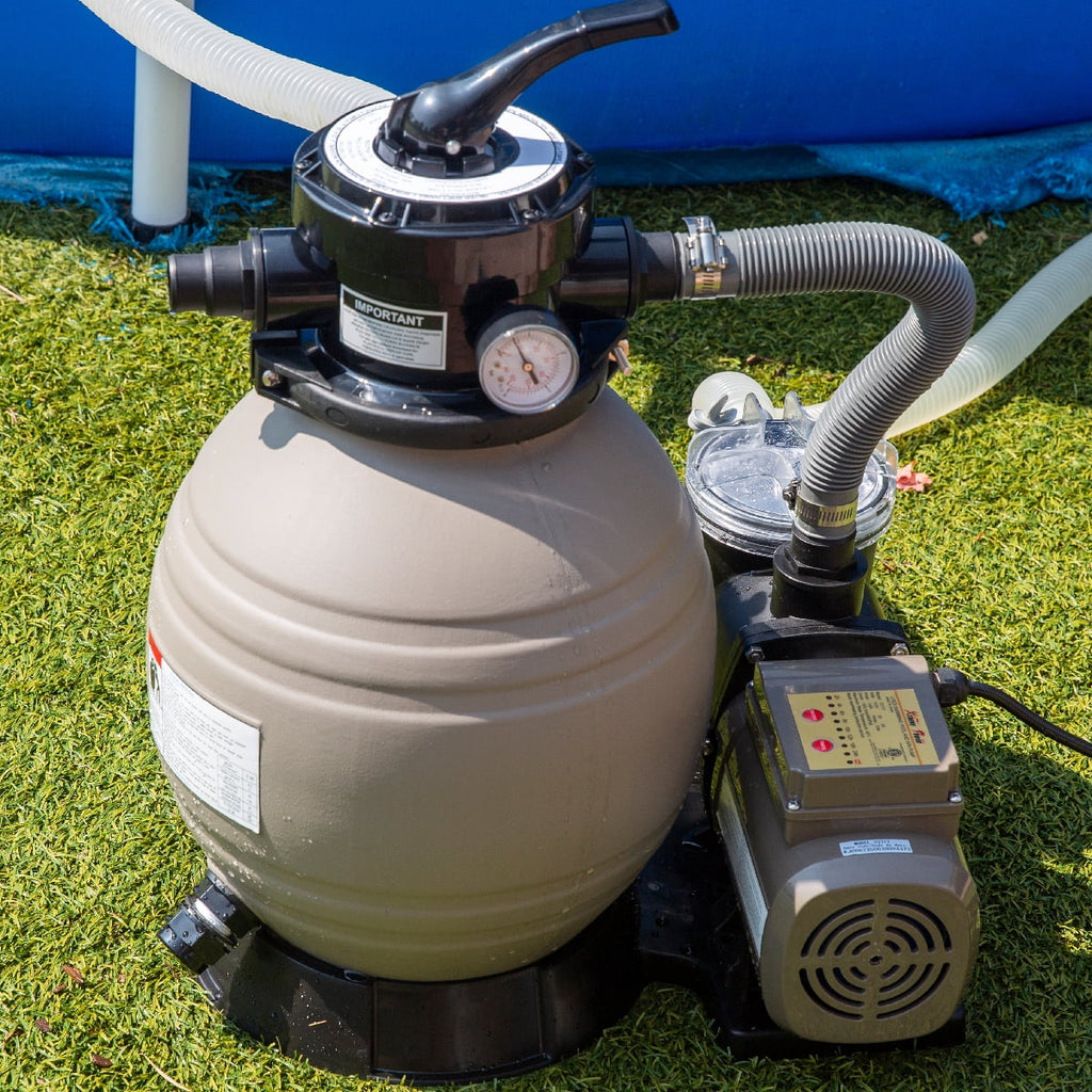 XtremepowerUS Sand Filter Pump for Above Ground Pool, 2400 GPH Pool Filter Pump, 7-Way Valve