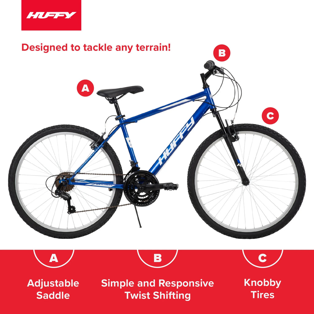 Huffy 26" Rock Creek Mountain Bike, Fits Riders 5'0"+, Blue, Adult, Men's