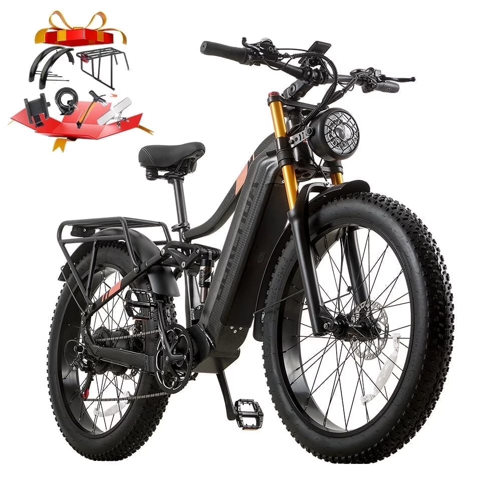Dual Motors AWD 2000W Electric Bike for Adult 26'', UL2849 48V 30AH Removable Battery E-mountain bike 4.0 Fat Tire up to 35MPH&120Miles Long Range Off-road Ebike Beach Dual Hydraulic&Brakes E-Bicycle